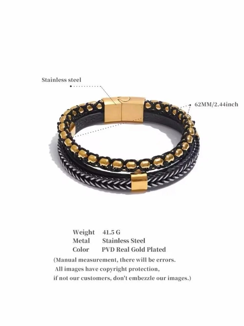 Black and Gold Layered Men's Bracelet